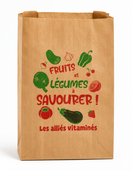 Sac papier kraft alimentaire fruits et légumes pour primeurs, par 1000 unités