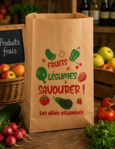 Sac papier kraft alimentaire fruits et légumes...