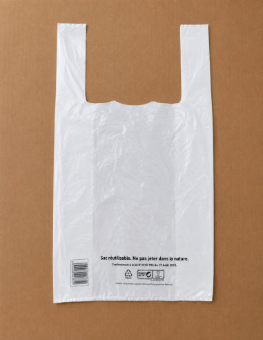 sacs plastique en 50µm blanc en colis de 400
