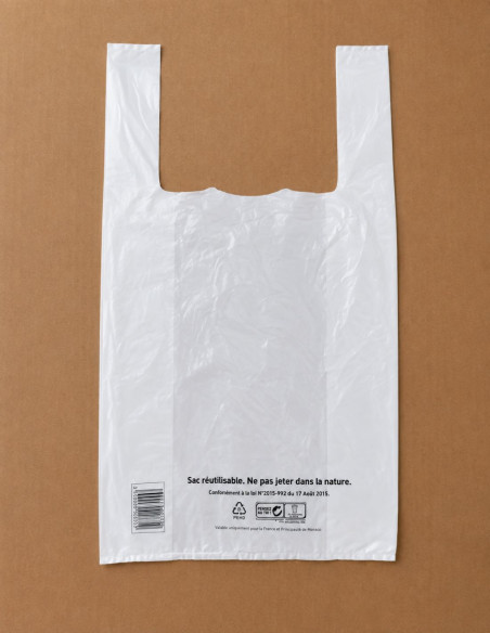 sacs plastique en 50µm blanc en colis de 400