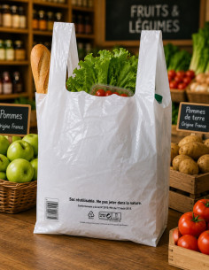 sacs plastique en 50µm blanc en colis de 400